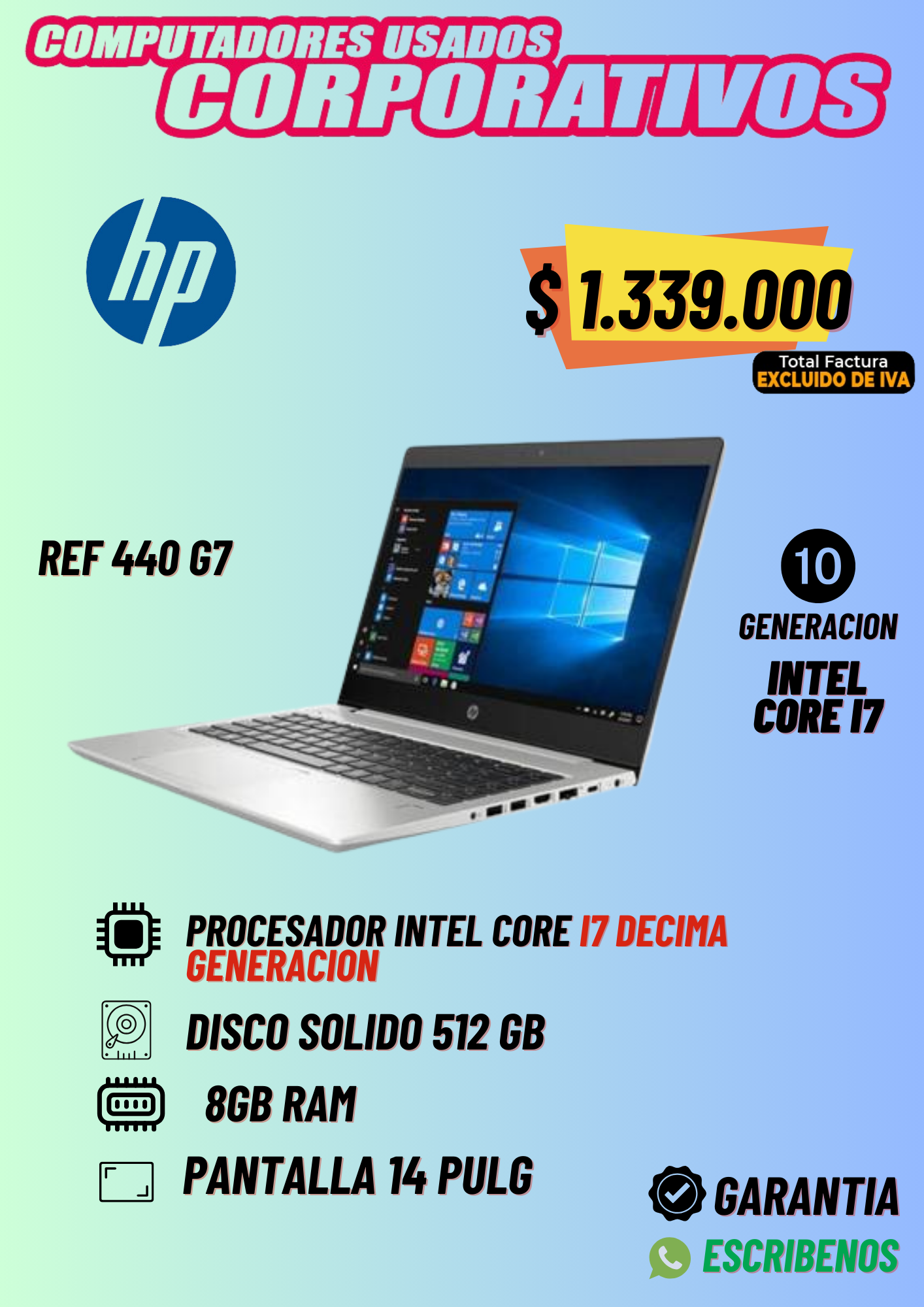 Portátil 440 G7 INTEL®CORE™I7 decima